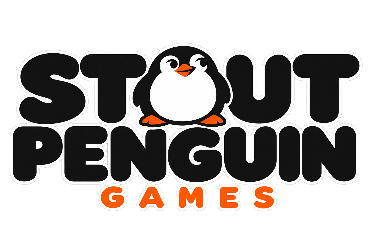 Stout Penguin Games — a cheerful penguin inside the Stout Penguin wordmark